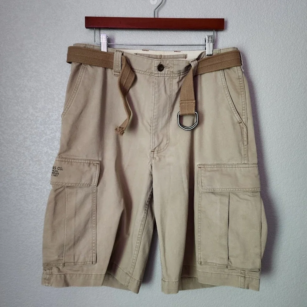 POLO JEANS‎ CO Cargo Shorts Khaki Y2K Skate Utility 34